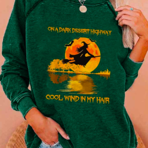 Loose Crew Neck Casual Halloween Sweatshirt, color:Green|size:XXL, Lilicloth.com