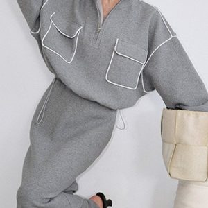 Color Block Sports Long Sleeve Loose Sweatshirt, Hoodies and Sweatshirts, color:Gray|size:XXL, Stylewe