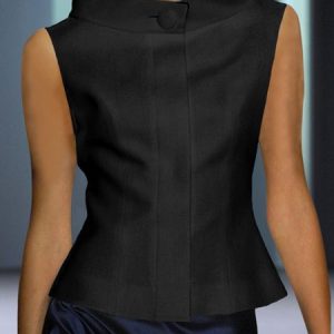 Urban Plain Stand Collar Regular Fit Vest, Vests and Gilets, color:Black|size:XXL, Stylewe