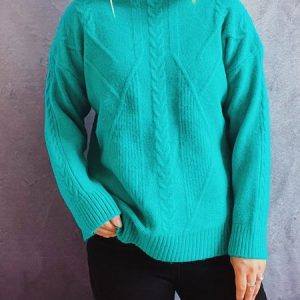 Casual Plain Crew Neck Sweater, Sweaters, color:Lake Blue|size:XL, JustFashionNow