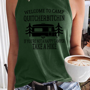 Welcome to Camp Quitcherbitchin Hiking rip Regular Fit Letter Knit, color:Green|size:3XL, Lilicloth.com