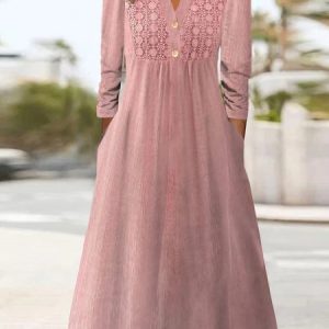 Plain Loose Lace Casual Dress, Maxi Dresses, Roselinlin - Online Catalog