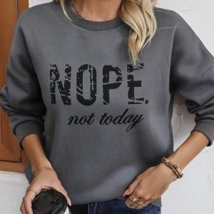 Casual Crew Neck Text Letters Sweatshirt, Hoodies & Sweatshirts, color:Gray|size:XXL, Noracora