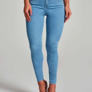 Plain Casual Tight Jeans, Denim&Jeans, color:Light Blue|size:XXL, Noracora