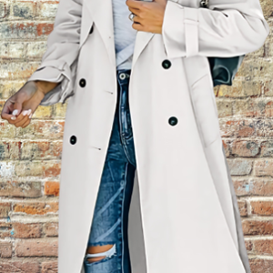 Urban Plain Trench Coat With No, Trench coat, color:White|size:M, Noracora