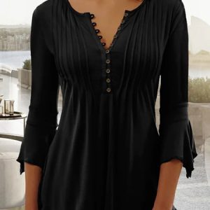 Women's Dressy Tunic for Legging Henry Collar White Tunic, Shirts & Blouses, color:Black|size:XXL, JustFashionNow
