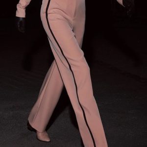 Regular Fit Color Block Urban Fashion Straight Pants, Pants, color:Pink|size:XXL, Stylewe