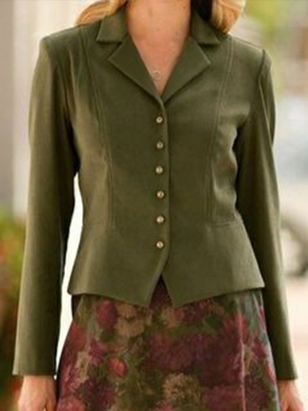 Casual Buttoned Shawl Collar Long sleeve Blazer, Blazers, color:Green|size:XXL, JustFashionNow