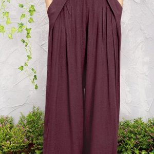 Loose Simple Plain Pants, Pants, color:Red|size:XXL, JustFashionNow