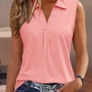 Plain Shawl Collar Casual Tank Top, Tanks & Camis, color:Orange|size:XXL, JustFashionNow