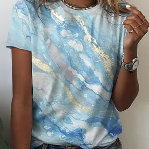 Crew Neck Ombre Cotton-Blend T-Shirt, T-Shirts, color:Multicolor|size:XXL, JustFashionNow