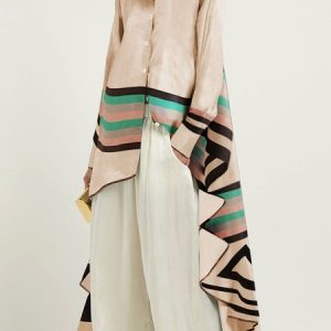 Stylewe Loose Striped Long Sleeve A-Line Blouse, Blouses and Shirts, color:Multicolor|size:XXL, Stylewe