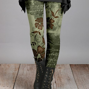 Tight Casual Jersey Floral Leggings, Leggings, color:Multicolor|size:XXL, JustFashionNow