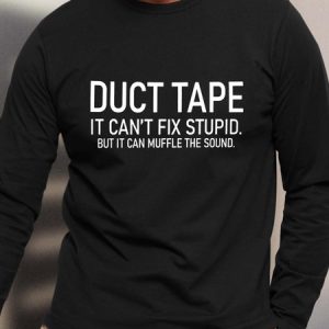Men Duct Tape Stupid Sound Letters Cotton Casual Text Letters T-Shirt, color:Black|size:3XL, Lilicloth.com