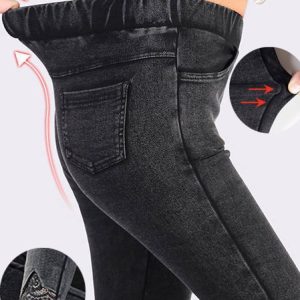 Casual Plain Natural Long Legging, Leggings, color:Black-grey|size:3XL, Noracora