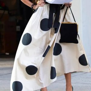 Polka Dots Regular Fit Urban Maxi Skirt, Skirts, color:As Picture|size:XXL, Stylewe