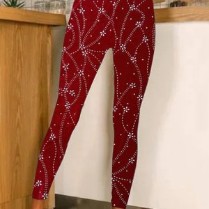 Christmas Knitted Casual Legging, Leggings, color:Red|size:XXL, JustFashionNow