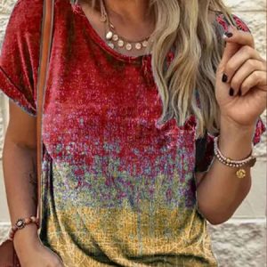 Abstract Printed Loose Jersey Casual T-Shirt, T-Shirts, color:Red|size:XXL, JustFashionNow