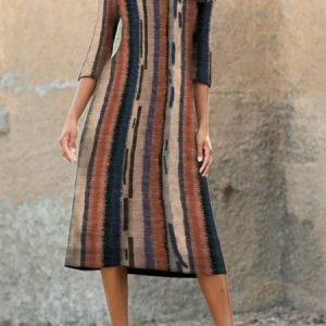 Casual Crew Neck Geometric Dress, Dresses, color:Multicolor|size:XXL, JustFashionNow