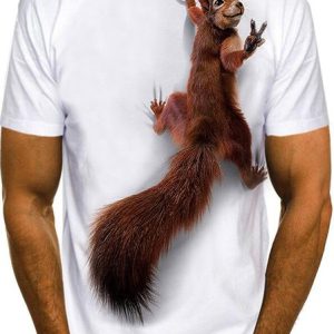 Casual 3D Animal Squirrel Pattern Round Neck Short Sleeve T-Shirt Daily Men's Clothing, T-Shirts, color:White|size:3XL, JustFashionNow