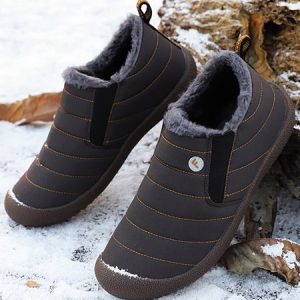 Striped Solid Color Unisex Plush Lining Snow Boots, Boots, color:Brown|size:44, JustFashionNow