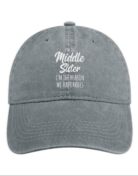Funny Middle Sister Letter Print Hat, color:Light Gray|size:One-size, Lilicloth.com