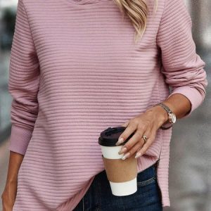 Casual Hoodie Plain Sweatshirt, Hoodies & Sweatshirts, color:Pink|size:XXL, Noracora
