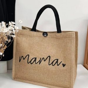 Portable Linen Large Capacity Casual Shoulder Bag, Bags, color:Black|size:One-size, Stylewe