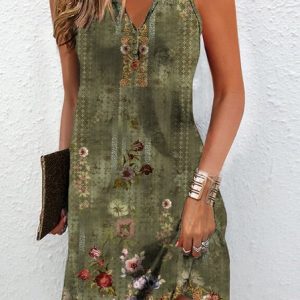 Women's Mini Dress Casual Loose Nationality/Ethnic Print Tank Short Dress, Short, color:Brown|size:XXL, catalog Noracora shop