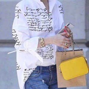 Plus Size Urban Text Letters Loose Blouse, Plus Tops, color:White|size:4X, Stylewe
