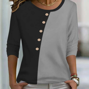 Crew Neck Casual Color Block T-Shirt, T-Shirts, color:Multicolor|size:3XL, JustFashionNow