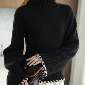 Long Sleeve Color Block Urban Regular Fit Sweater, Pullovers, color:Black|size:XXL, Stylewe