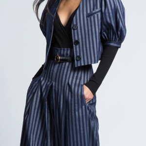 Striped V Neck Short sleeve V neck Urban Loose Blazer, Blazers, color:Stripe|size:XXL, Stylewe