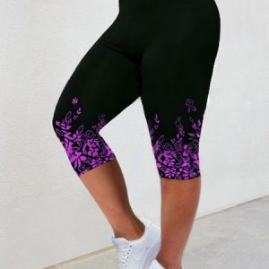 Casual Floral Regular Fit Slim fit Pants, color:Purple|size:5XL, Lilicloth.com