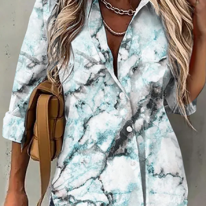 Casual Shirt Collar Loose Blouse, Shirts & Blouses, color:Blue|size:XXL, JustFashionNow