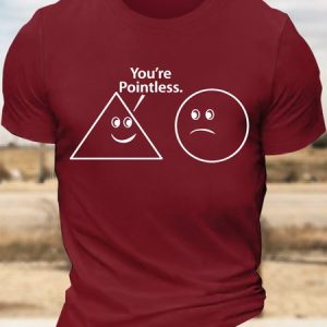 Men’s You’re Pointless Text Letters Casual T-Shirt, color:Red|size:3XL, Lilicloth.com