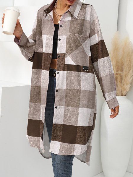 Loose Pocket Stitching Casual Trench Coat, Trench Coats, color:Camel|size:XXL, JustFashionNow