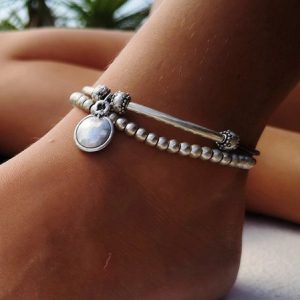 Bohemia Metal Beaded Leather Multilayer Anklet Western Style Ethnic Women's Jewelry, Anklets, color:As Picture|size:One-size, JustFashionNow