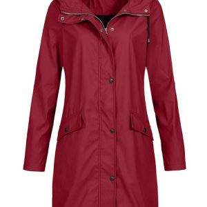 Casual Loose Regular Sleeve Trench Coat, Trench Coats, color:Wine Red|size:3XL, JustFashionNow