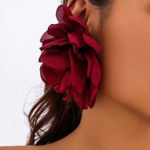 Banquet Party 3D Flower Earrings Music Festival Holiday Female Jewelry, Earrings, color:Red|size:One-size, JustFashionNow