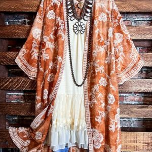 Regular Fit Floral Casual Others Kimono, Cardigans, color:Caramel|size:XXL, JustFashionNow