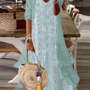V Neck Loose Casual Two-Piece Set, Suit Set, color:mint|size:XXL, JustFashionNow