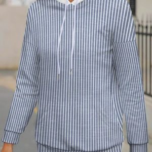 Casual Hoodie Striped Hoodie, Hoodies & Sweatshirts, color:Blue|size:4XL, Noracora