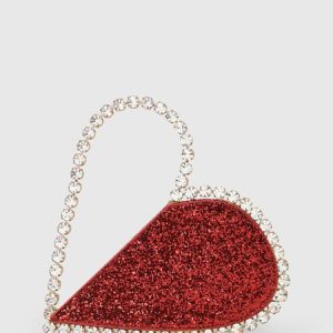Banquet Party Heart Shaped Diamond Leather Ladies Clutch Elegant, Women's Bags, color:Red|size:One-size, JustFashionNow