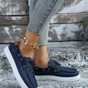 Nautical Denim Blue Sailing Flats, Flats, color:Denim Blue|size:43, JustFashionNow