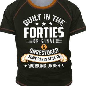 Men's Forties Funny Graphic Printing Text Letters Casual T-Shirt, T-shirts, Lilicloth.com