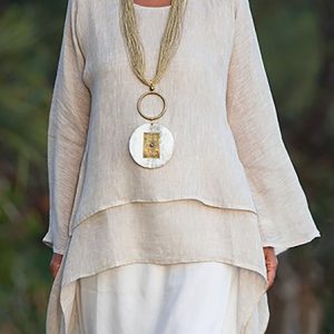 JFN Round Neck Solid Hi-Lo Basic Tunic Top, Shirts & Blouses, color:Light Gray|size:3XL, JustFashionNow