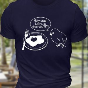 Men's Holy Crap Larry Is That You Funny Graphic Printing Loose Cotton Text Letters Casual T-Shirt, color:Purplish blue|size:3XL, Lilicloth.com