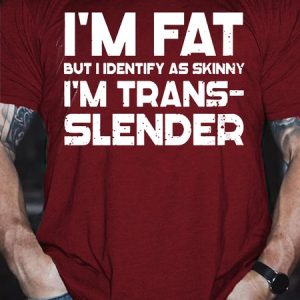 I'm Fat But I Identify As Skinny Funny T-shirt, color:Red|size:3XL, Lilicloth.com