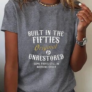 Casual Loose Text Letters Crew Neck Short Sleeve T-Shirt, T-shirts, color:Gray|size:XXL, Noracora